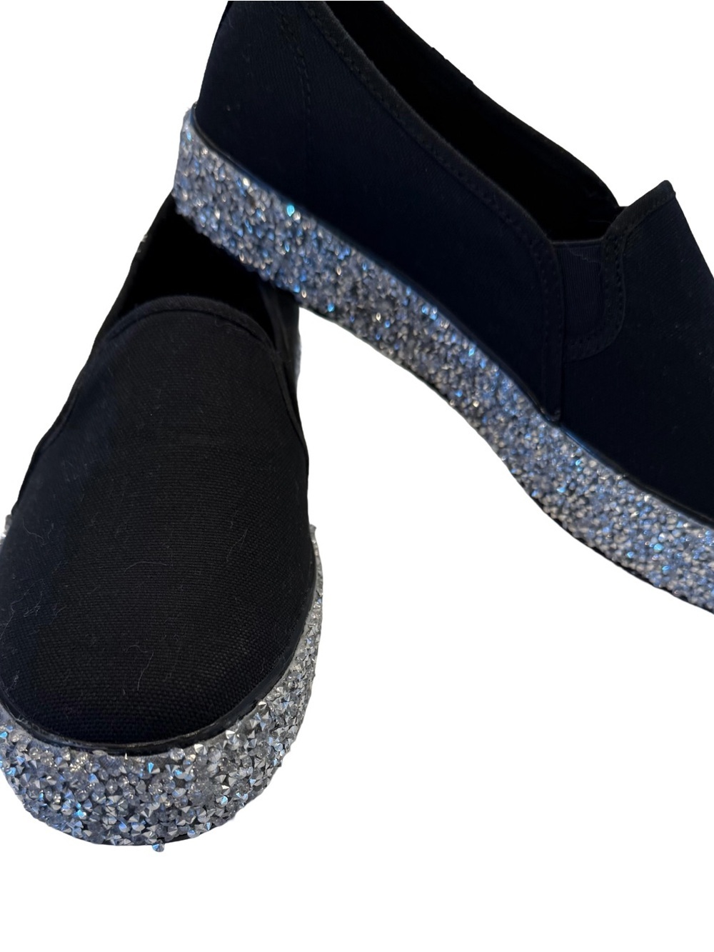 Keds Women’s Triple Decker Rock Salt Glitter Slip Ons Black Sz 9.5 NEW